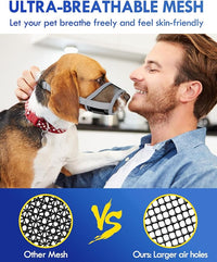 Dog Muzzle, Soft Air Mesh Muzzle for Small Medium Large Dogs Anti Biting Barking Chewing, Breathable Drinkable Adjustable Loop Pets Muzzle for German Shepherd Husky Labrador Retriever (Grey,S)