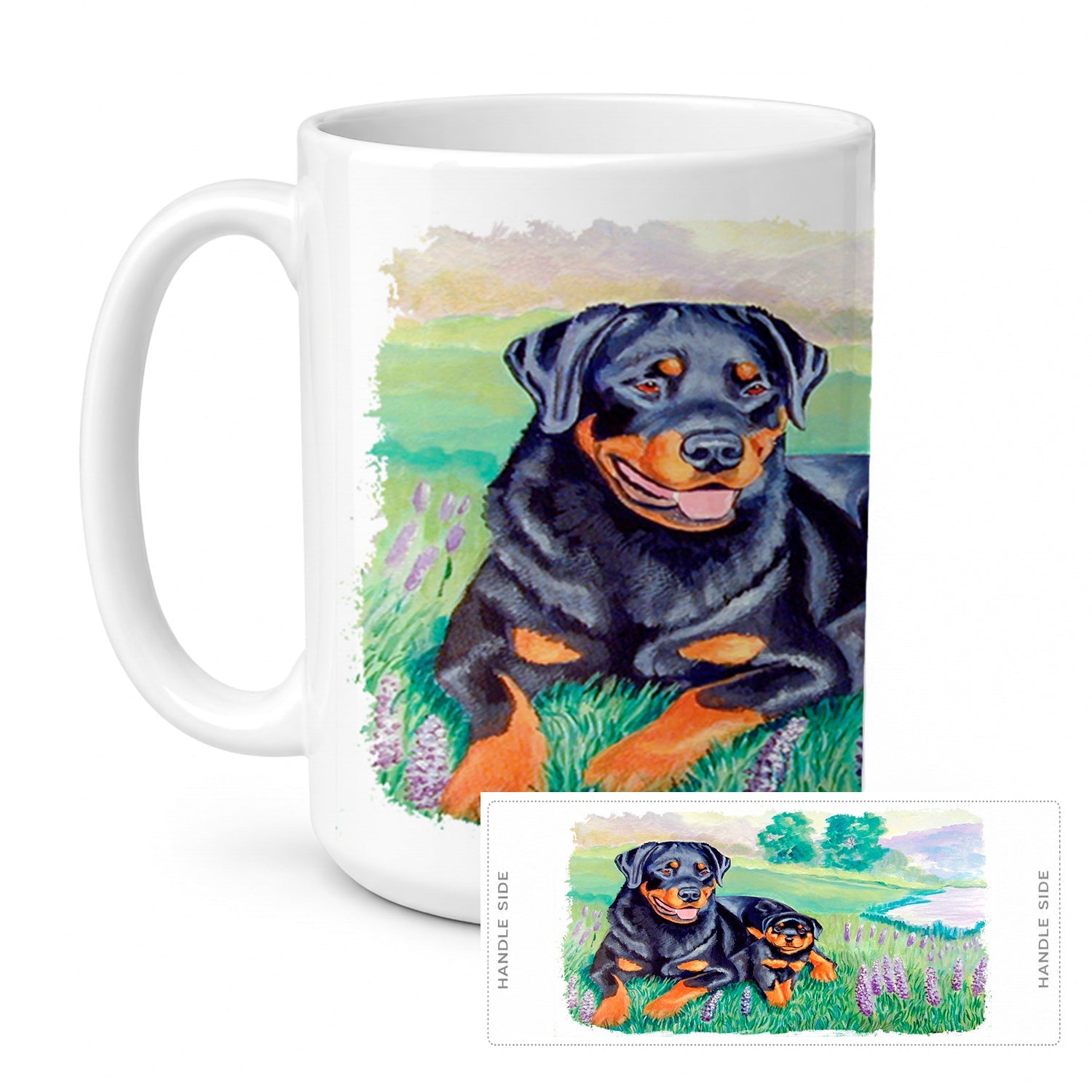 Rottweiler Ceramic Coffee Mug 15 oz Decorative Large C Handle Mug Cup for Tea, Cocoa Hot Chocolate