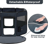 PETSFIT Portable Dog Playpen 36", Removable Waterproof Mat - Blue / Large (45.5"x45.5"x28.5", 2 Doors) - image 3