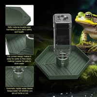 Reptile Water Dispenser Bowl for Bearded Dragon Tortoise – Essentials for Reptiles And Amphibians - Grey Green / L - image 4