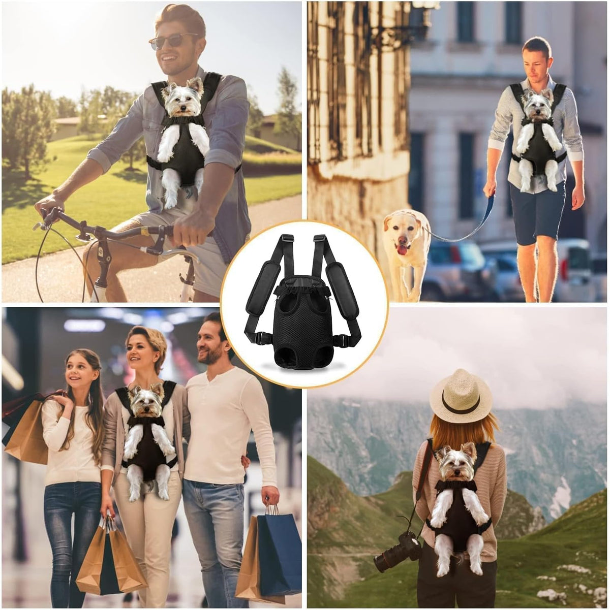 Pet Dog Carrier Backpack Adjustable Front Carrier for Small Dog Cat – Essentials for Dogs - A-Black / Small (2-4lbs) - image 2