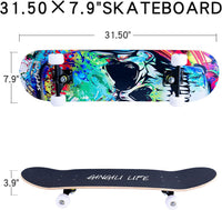 Skateboards for Beginners Kids Boys Girls and Adults, 31''x8'' - Skull - image 2