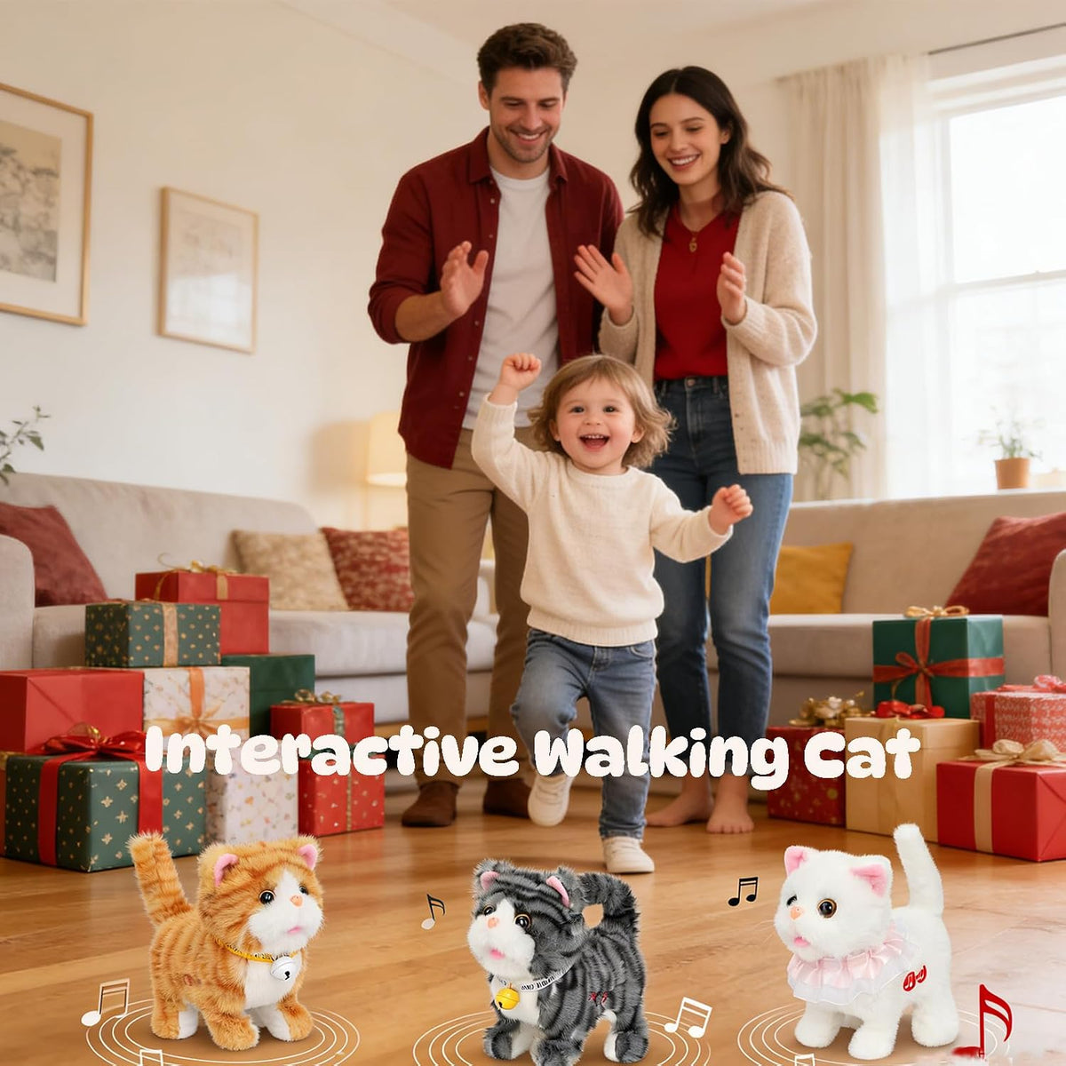Easfan Walking Dog Toy for Kids Barking Interactive Puppy Stuffed - Tabby cat - image 3