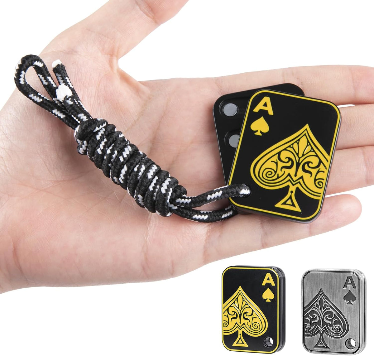 ITOKEY Fidget Toys Adults, EDC Metal Fidget Slider - Black with Rope