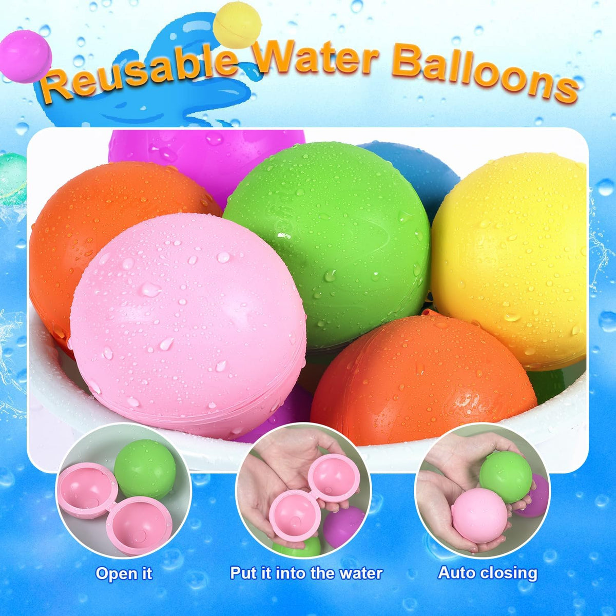 Reusable Water Balloons 6 Pcs with Mesh Bag - Pure Color / 6 Pcs - image 4
