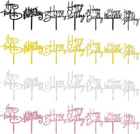 10 PCS Black Happy Birthday Cake Topper Acrylic Cupcake Topper - Gold&silver&black&rose Gold