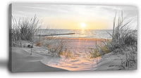 Yxbhhym-Black and White Beach Wall Art Decor for Living Room Sunset Coastal Wall Décor Large Picture Ocean Room Decor Seascape Artwork Sea Scene Painting Print Framed Office Bedroom Decorations
