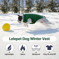 Lelepet Reversible Dog Coat Windproof Dog Jacket Lightweight Puffer - Medium / Green - image 4