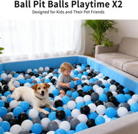 Ball Pit Balls for Toddlers, Crush Proof - Sea Blue+Black/Gray/White / 100 balls - image 4
