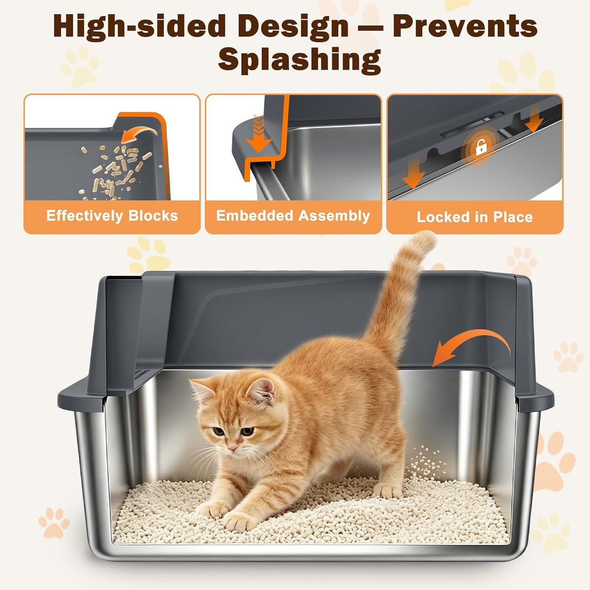 AIPERRO Stainless Steel Litter Box with Lid - Dark Grey / Small - image 2