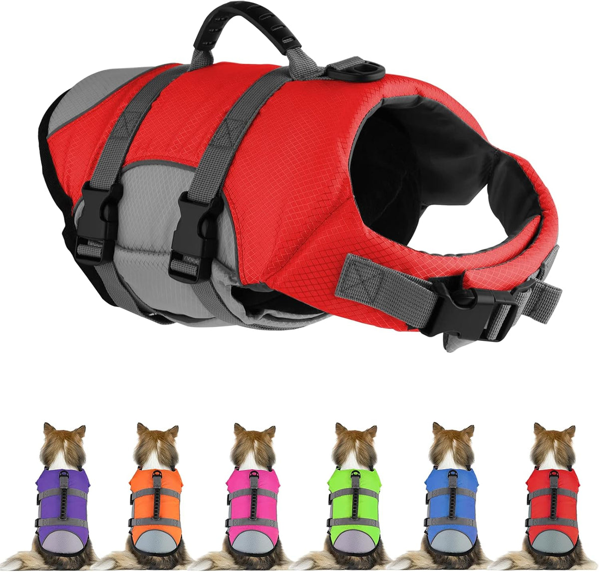 Mklhgty Hawaiian Dog Life Jacket - Red / Small