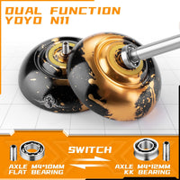MAGICYOYO N11 Metal Yoyo Professional Responsive & Unresponsive Trick - N11 Blak Golden+K2 Crystal - image 2