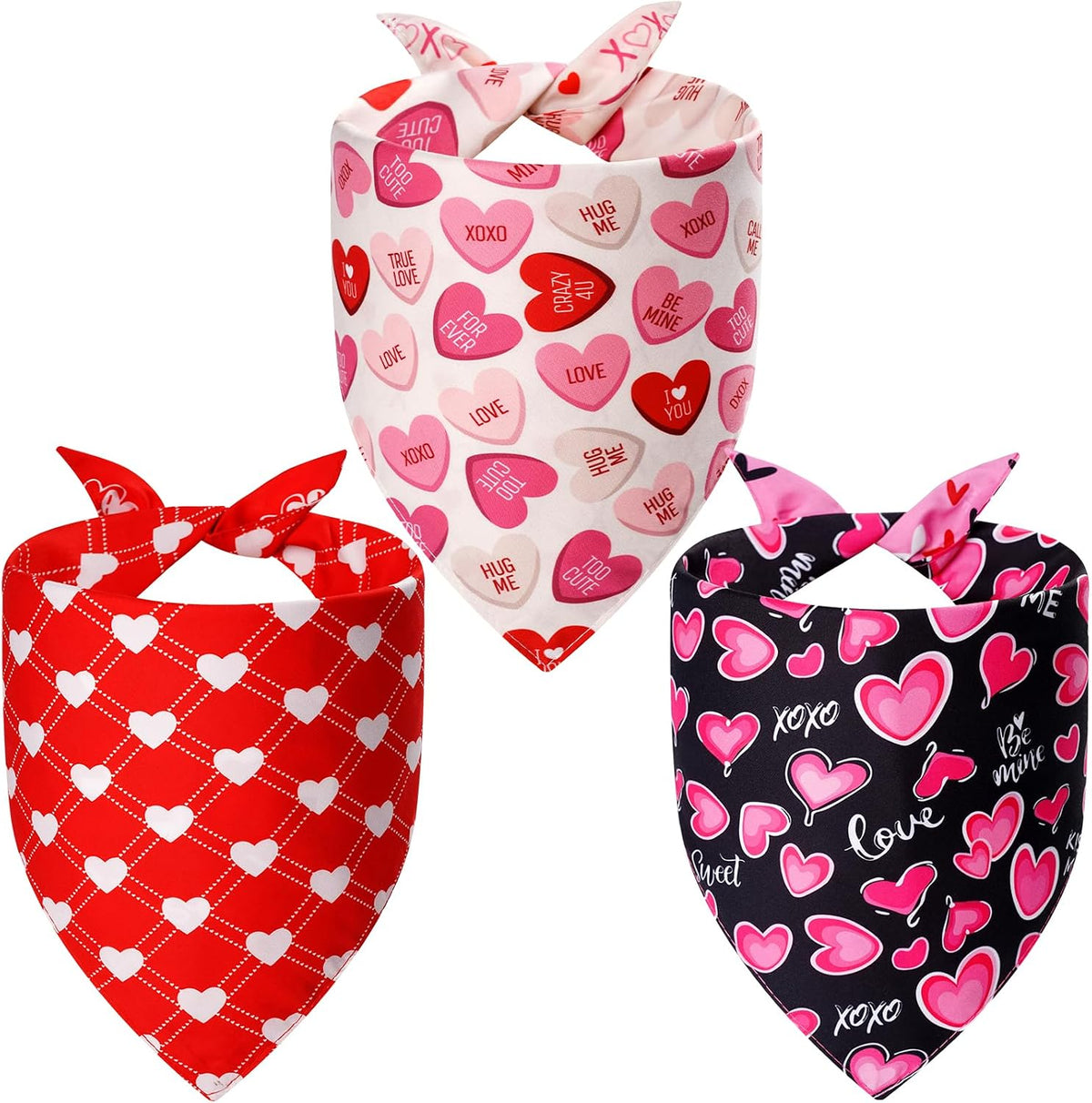 Fall Dog Bandanas Large 3PCS - red pink black / Small - image 2