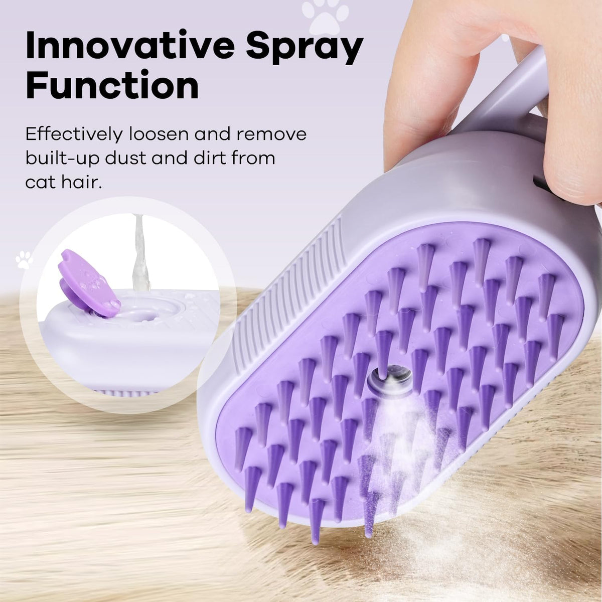 Cat Steam Brush for Shedding, Steam Brushs for Cats - purple - image 3