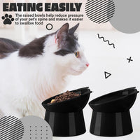 Zhehao 2 Pcs Elevated Cat Bowl Set, Tilted 15° - Cat Ears / Black - image 3