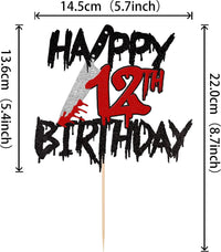 Zhuoweism Halloween horror Happy Birthday glitter cake topper on bamboo stick - view 32