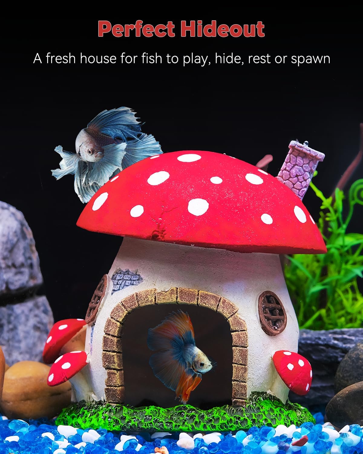 Uniclife Aquarium Mushroom House - Resin Large Mushroom - image 4