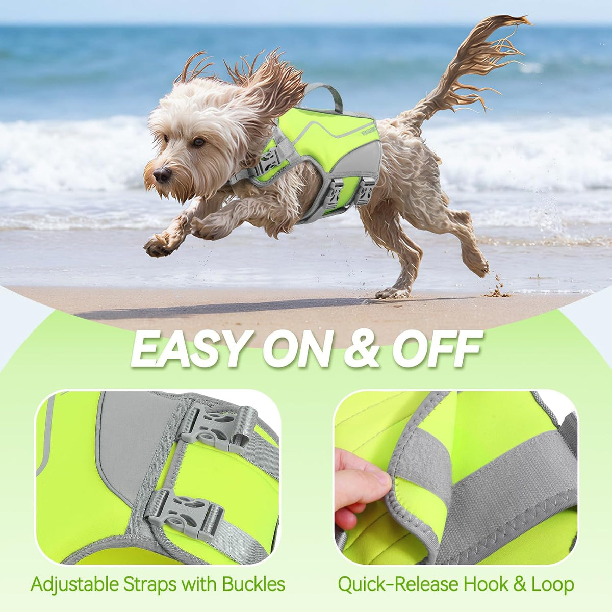 VIVAGLORY Dog Life Vest Neoprene Dog Swim Vest, M - Bright Yellow / M: 22-26in (Ribcage Girth) - image 3