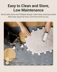 DownyPaws Cat House for Indoor Cats, 2-Storey Foldable Cat Bed Cave, Felt Cats Tunnel Bed Condo, Castle Kitten Cube Hideaway for Multicats, Scratch Resistant, Light Gray