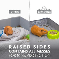 Paw Inspired Critter Box Washable Cage Liner, Reversible Fleece Bedding with Raised Sides for Guinea Pigs and Other Small Animals (2x4 (12" Grids), Gray/Blue)