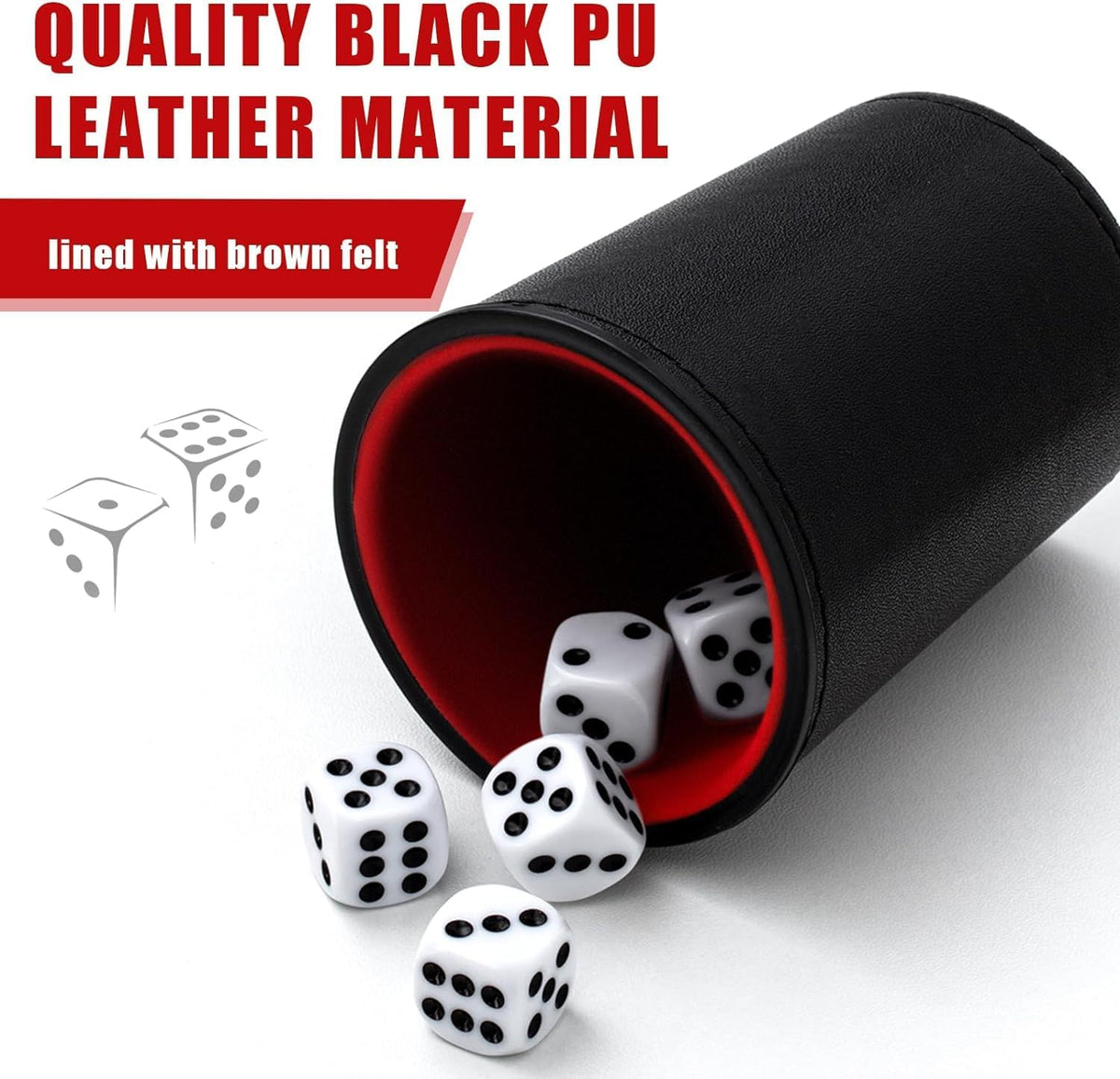 LoKii black and purple leather dice cups with felt lining and dot dice - view 24