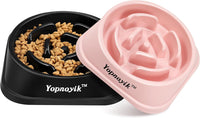 2 Pack Slow Feeder Dog Bowls for Medium Dogs & Cats – Essentials for Dogs - Large / Black and Pink