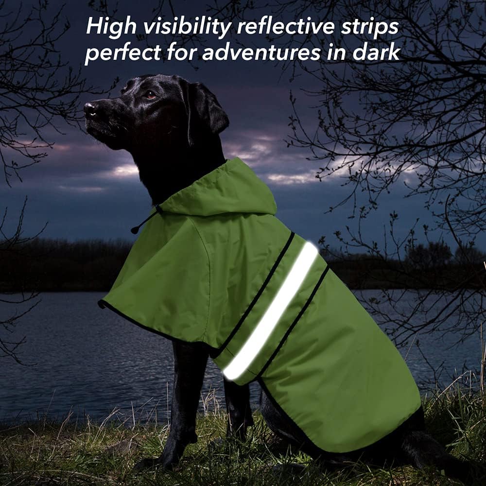 Waterproof Dog Raincoat, Adjustable Pet Rain Coats - Neon Green / XX-Large - image 3