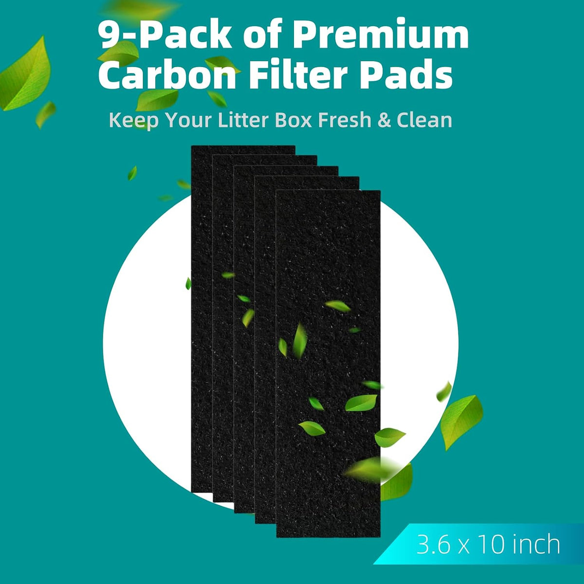 10-Pack 4.5" x 6.5" Carbon Filter Pads for Covered Cat Litter Boxes - L3 Filters - image 2