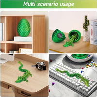 3D Printed Dragon Egg, Mystery Articulated Crystal Dragon Egg Fidget Toys, 3D Print Surprise - Green - image 2