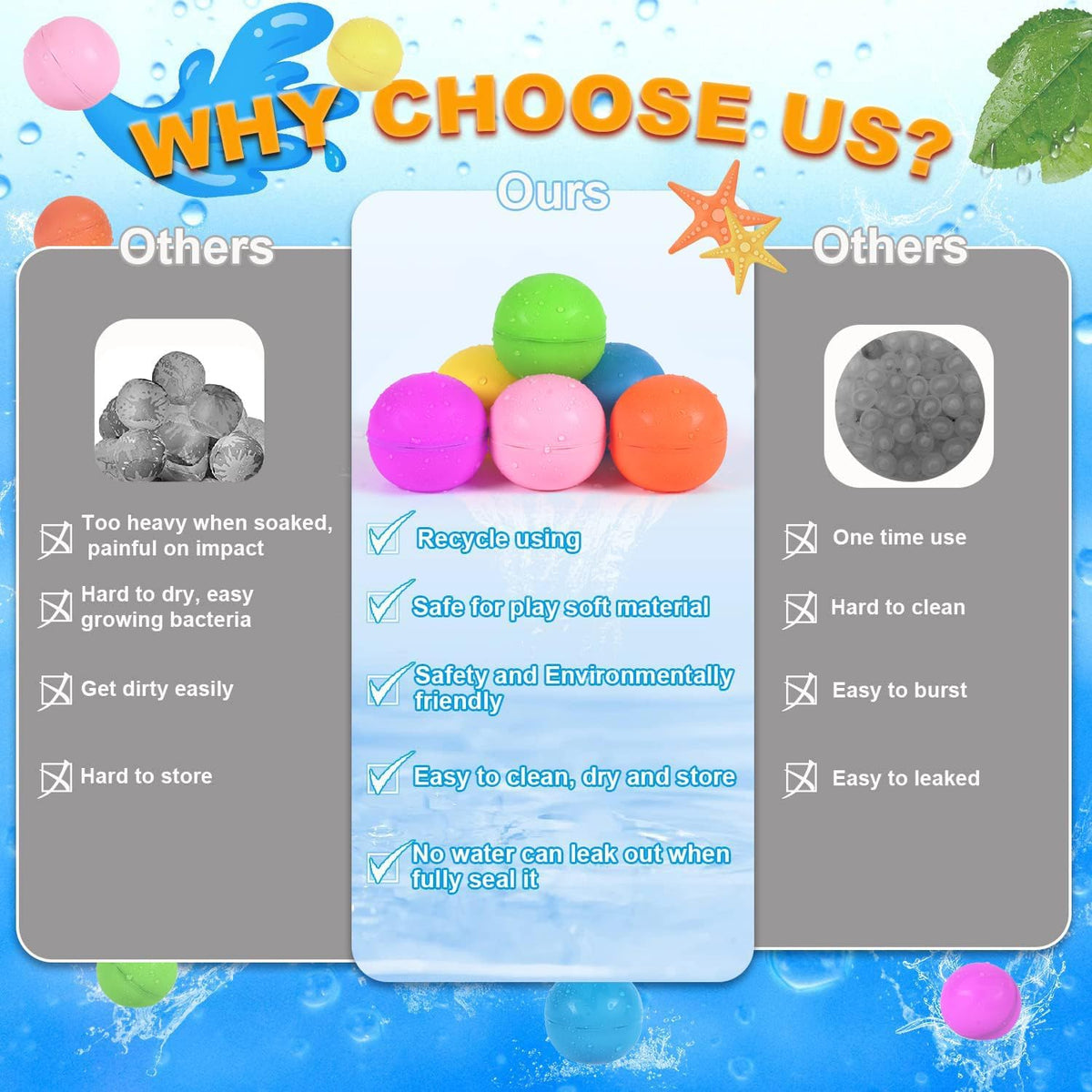 Reusable Water Balloons 6 Pcs with Mesh Bag - Pure Color / 6 Pcs - image 3