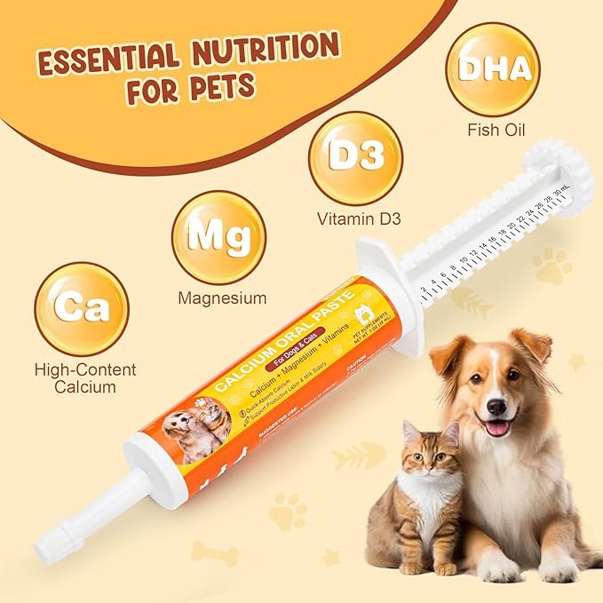 Oral Calcium for Dogs & Cats, Puppy Whelping Supplies-Supporting Milk Production & Efficient Labor, Daily Dog Calcium Supplement for Rapid Absorption & Recovery, 1 Oz
