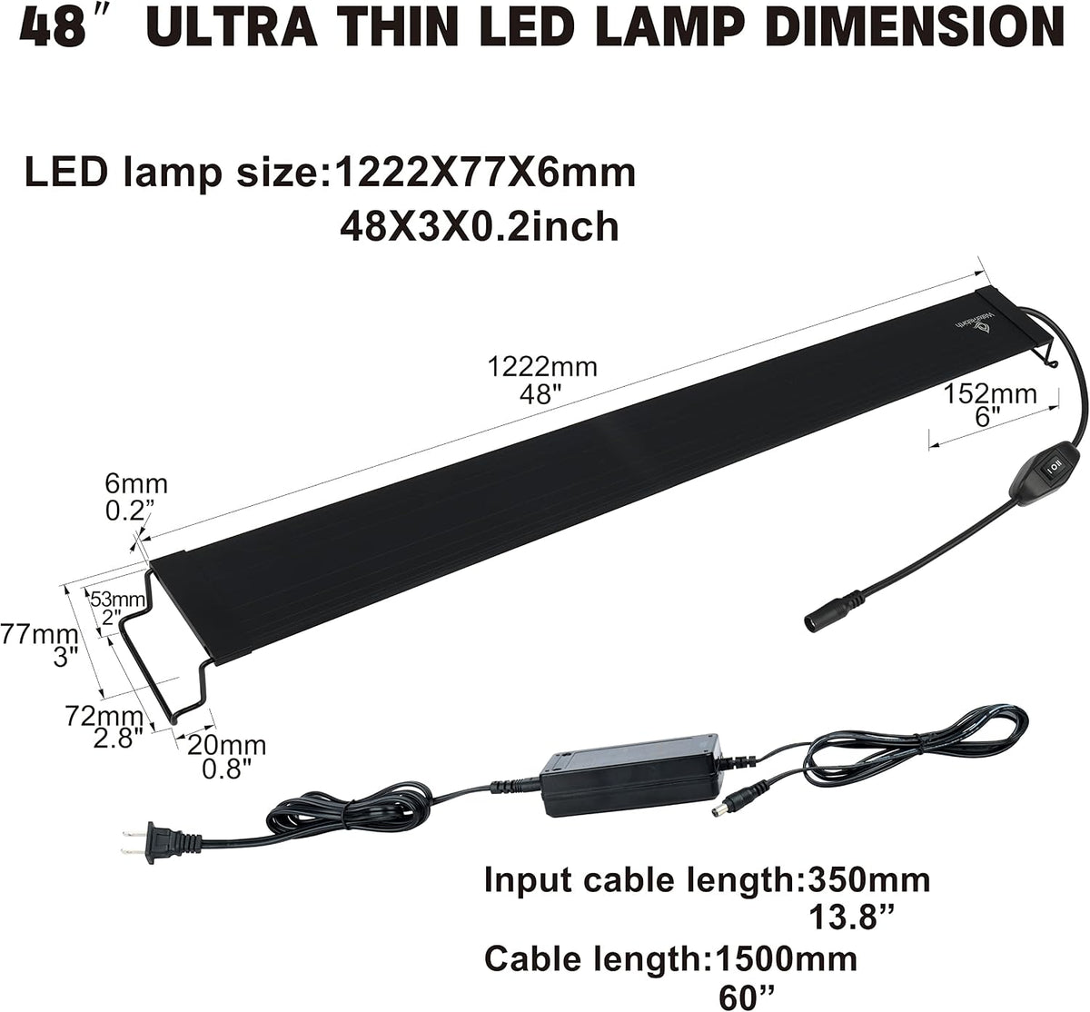Ultra-Slim Full Spectrum LED Aquarium Light with Adjustable - 48-54" - image 2
