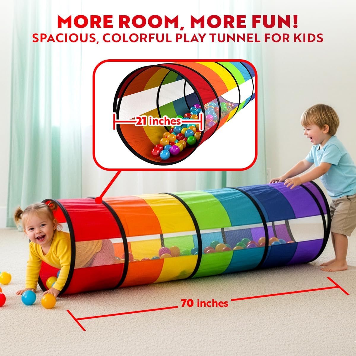 Playz Kids Play Tunnel Toys for Toddlers 1-3 - Rainbow - image 3