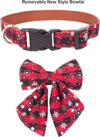 ADOGGYGO Fall Plaid Dog Collar 2 Pack, Thanksgiving Dog Bow Tie - X-Small / Christmas Bow-2 - image 4