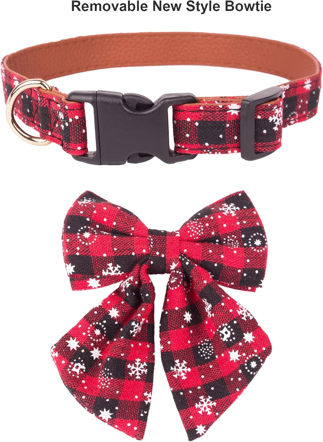 ADOGGYGO Fall Plaid Dog Collar 2 Pack, Thanksgiving Dog Bow Tie - X-Small / Christmas Bow-2 - image 4
