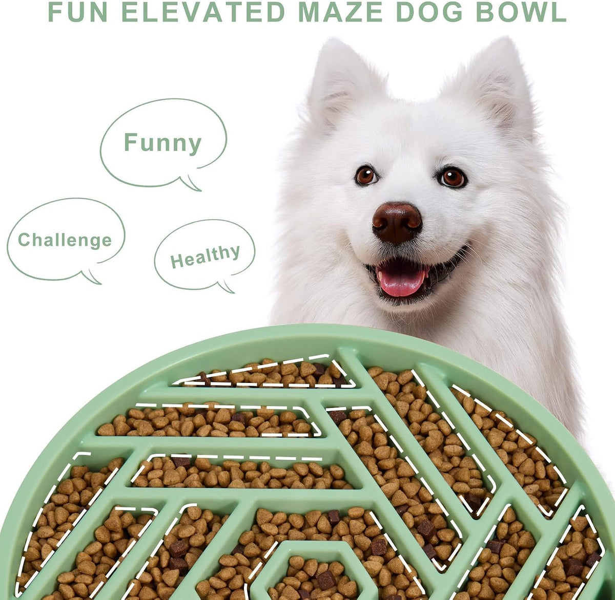 TOBYTO Slow Feeder Dog Bowls Large Medium Breed - Bean Green - image 3