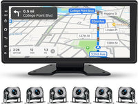 6 Channel Backup Camera System,1080P Rearview Camera with Carplay & Android Auto,GPS Navigation, Touchable 11 inch Monitor & Loop Recording DVR car Stereo, for RV/Truck/Trailer Pickup,128GB Card