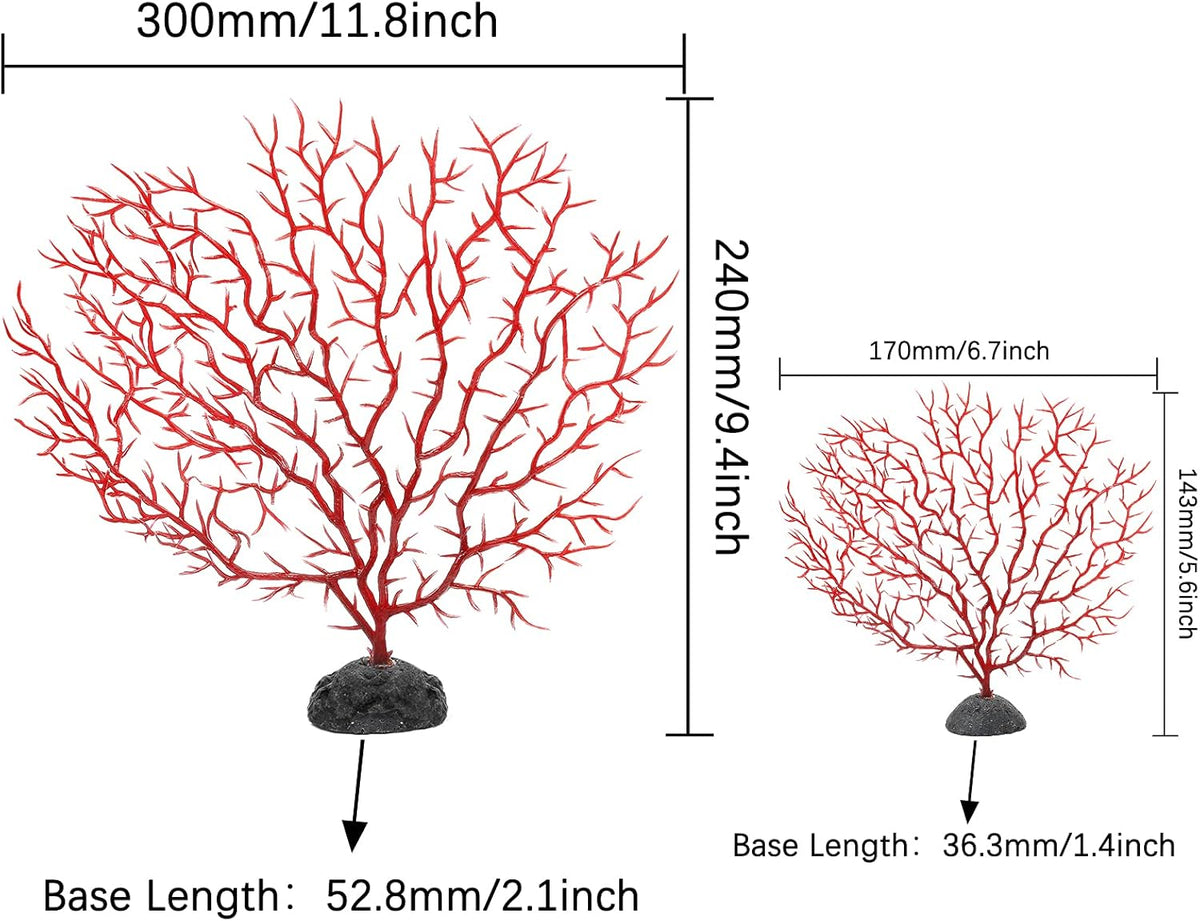 Piutouyar 2 Pcs Sea Fan Coral Decorations - Red - image 2