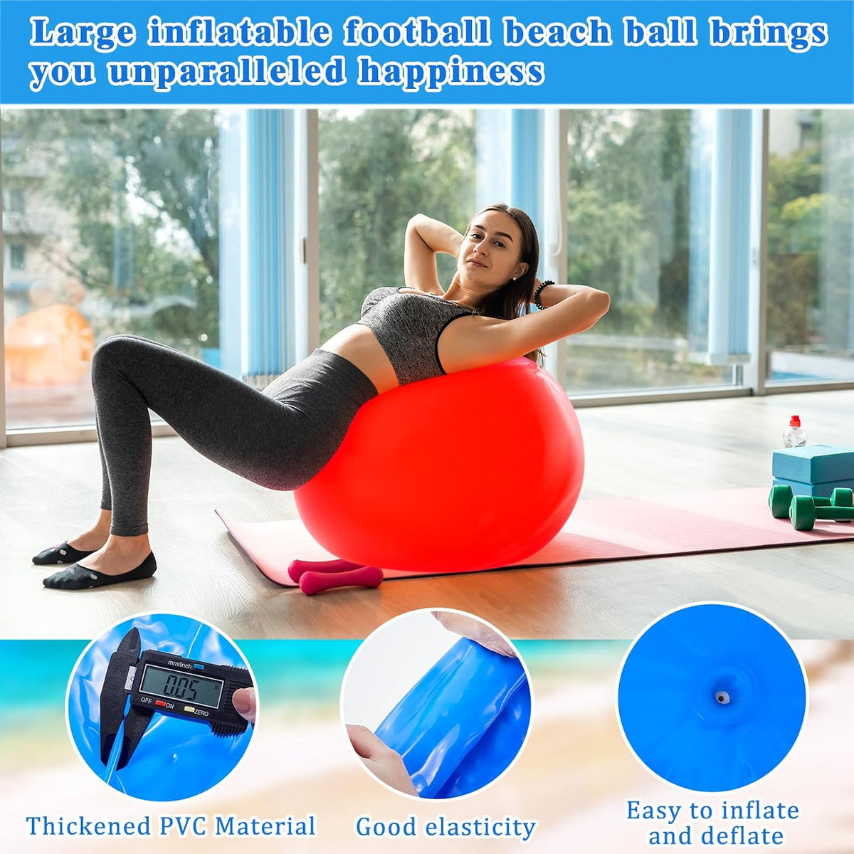 Jenaai giant inflatable bouncy balls in red and blue, 30 inches across - view 13