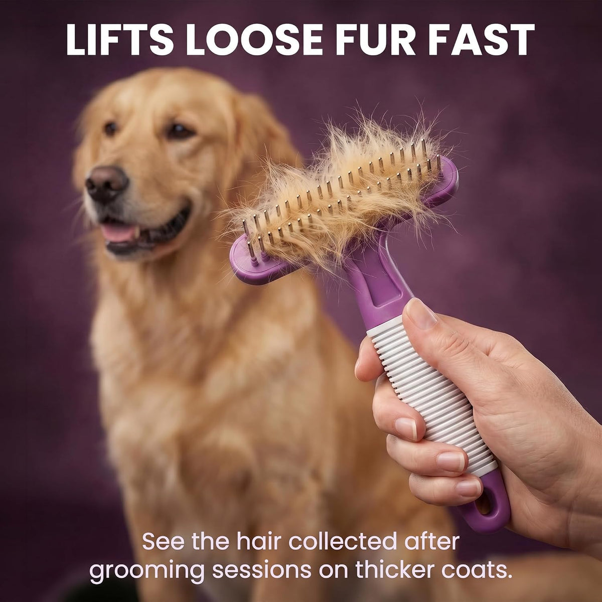 Poodle Pet Dog Grooming Rake - Purple / Shedding Comb - image 3
