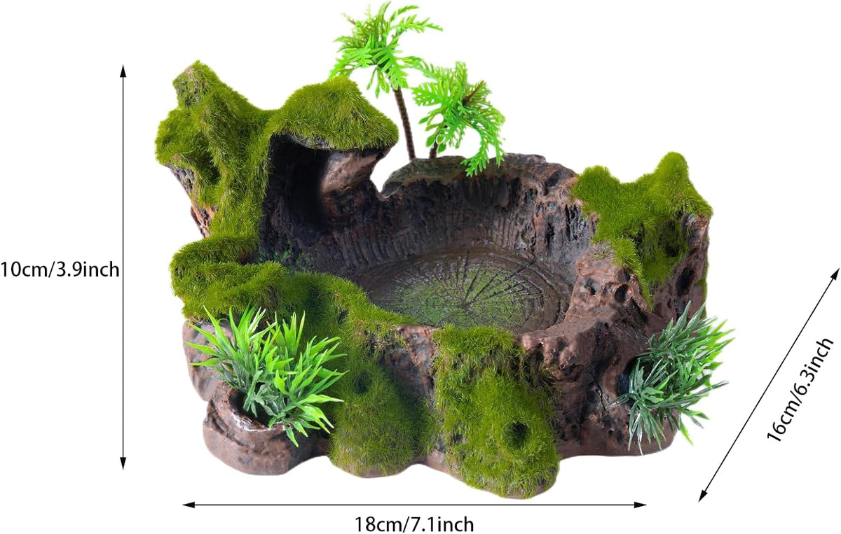 QIRMIZI Reptile Decor, Plastic Reptile Platform with Artificial Plants - Basking Habitat Decor - image 2