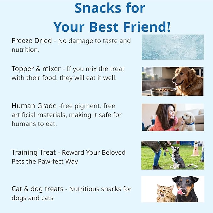 Puppyluv Treat - Freeze Dried Capelin Dog & Cat Treats, Rich Fish Oil with Omega 3 Fatty Acides to Support Skin and Coat, Whole Fish, Grain Free, 2.3oz
