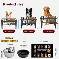 SHAINFUN Elevated Dog Bowls with Slow Feeder & Mat for Medium - Brown-1.7L - image 3