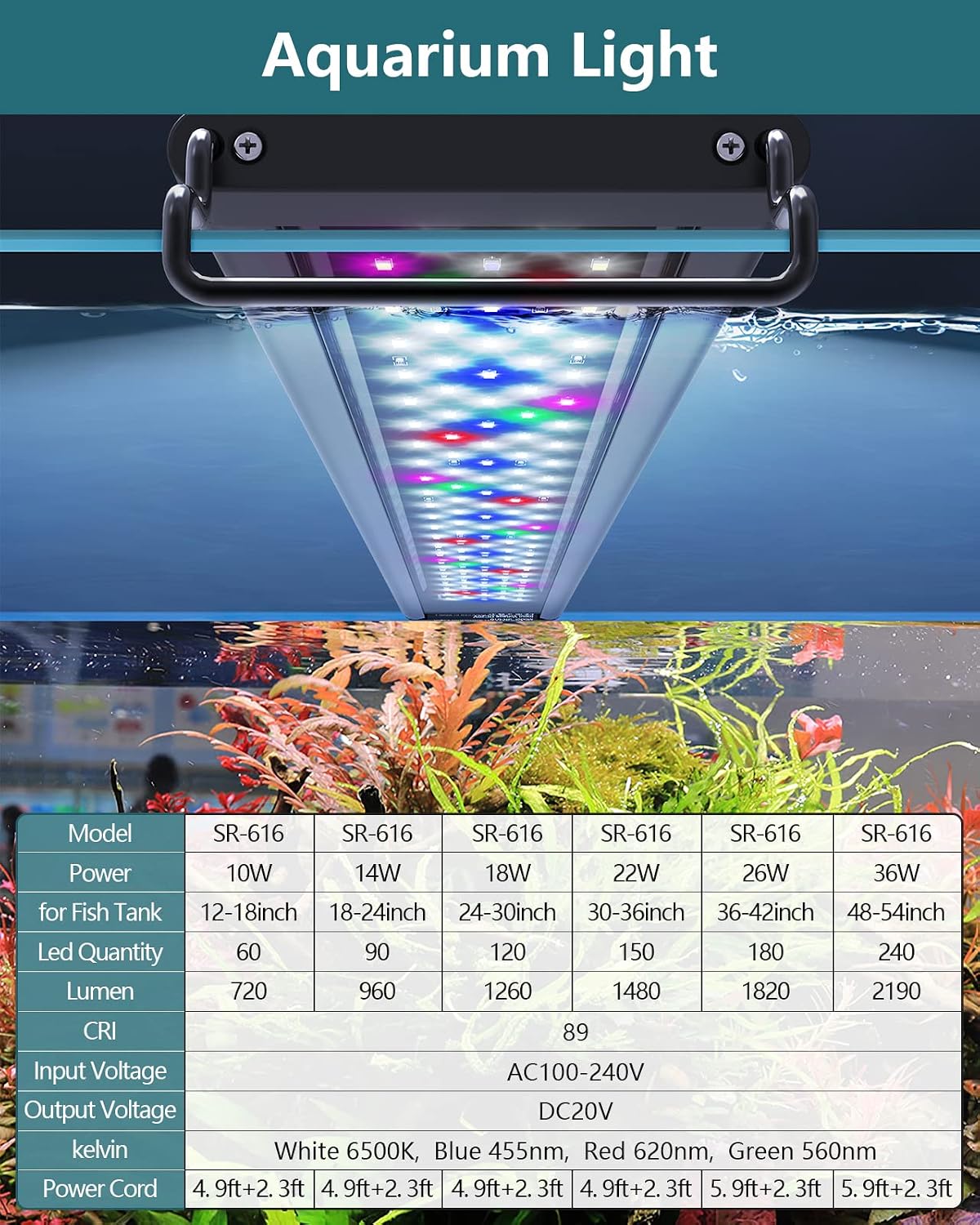 SEAOURA Led Aquarium Light for Plants-Full Spectrum Fish Tank Light - for 48-54 inch tank - image 2