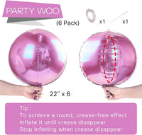 PartyWoo Metallic Silver Foil Balloons 20pcs Large Round Giant 4D - Pink / 6 PCS-22 INCH - image 4