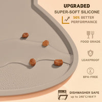 Cat Food Mat, Silicone Non Slip Dog Bowl Mat Waterproof Cat Feeding Mat Stop Food Spills and Water - Warm Taupe / 20"L x 12"W - image 3