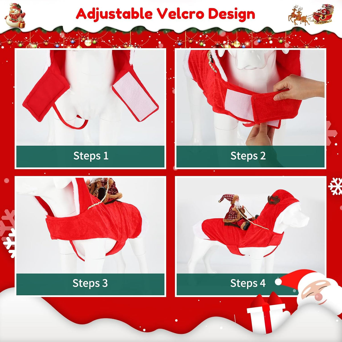 Santa Dog Costume, Dog Christmas Outfit, Riding Pet Costume - RedBrown Santa Claus / XXL(Neck:20.4-25.6'' Chest:24-32.3") - image 3