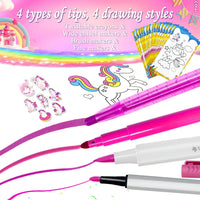 weirtoya 56 PCS Washable Scented Markers Set with Glitter Pencil Case - Colorful Unicorn - image 3