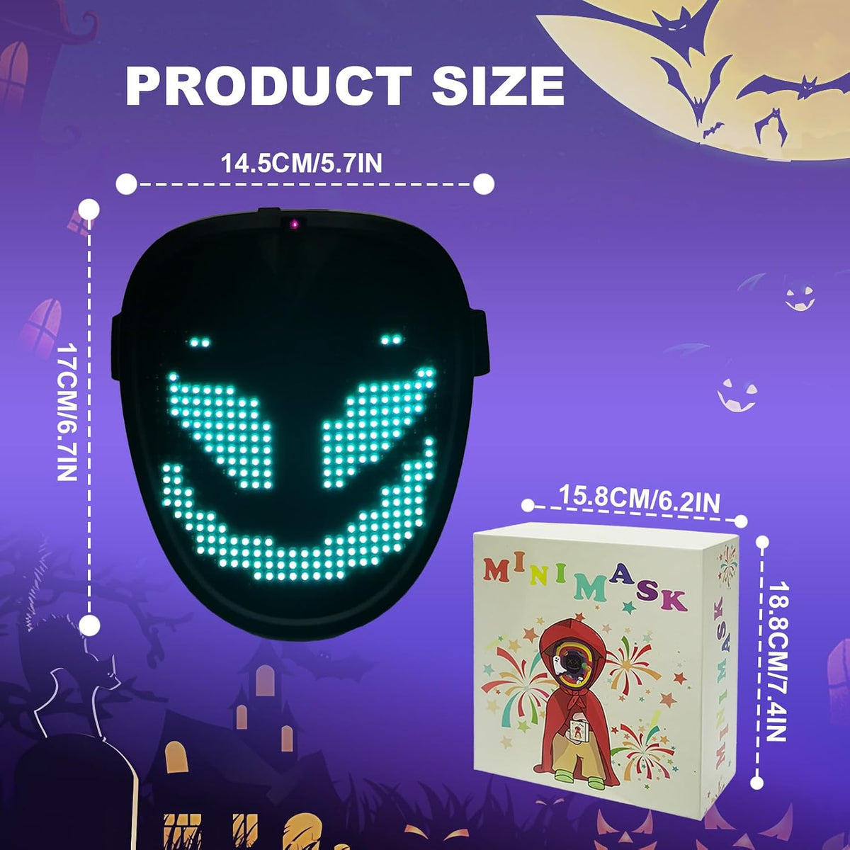 JDBMAOYE LED Light Up Mask with Gesture Sensing - Kid Led Mask - image 3