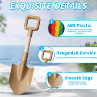 Amarlozn 16 inch kids beach sand shovels with long wooden handles, avocado color set of 3 - view 6